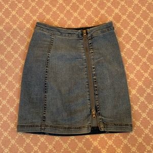 Free People Zippered Jean Skirt